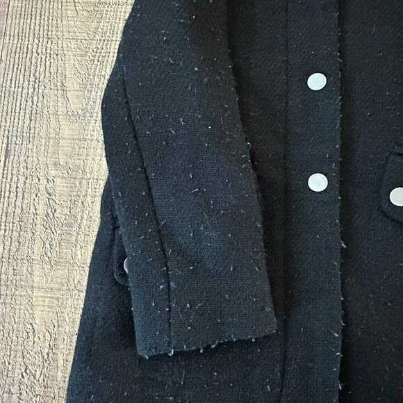 Faux Fur Hooded Black Coat With Snap Buttons & Pockets - Picture 5 of 10